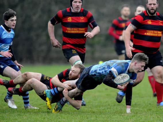 Action from Grangemouth's semi-final victory over Blairgowrie (Pic: Alan Murray)