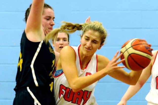 Pic by Alan Murray; 13/10/2018; Sports Complex, Abbots Road; Falkirk Fury Snr Women v Glasgow University;
Falkirk Fury Senior Women v Glasgow University Women's Basketball Club