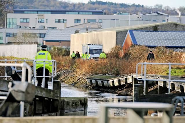 Emergency services were called to a report of a man's body found in the canal in Bainsford. Pictures: Michael Gillen