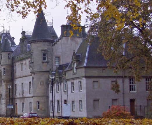Queen Mary's room at Callendar House was behind the small window on the gable right of the tower.