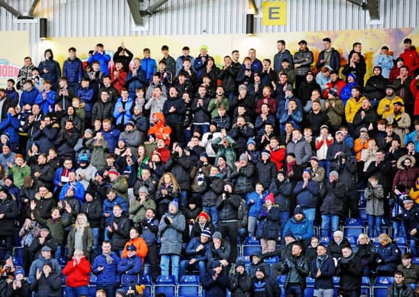 Falkirk fans at Saturday's win over Queen of the South (Pictures by Michael Gillen)