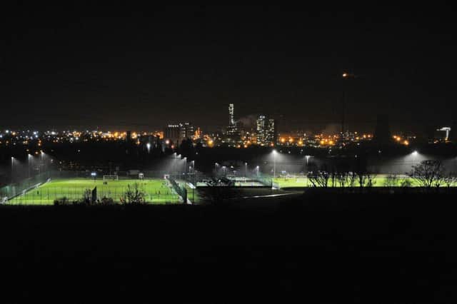 Little Kerse is a busy hub of floodlit football. Picture Michael Gillen.