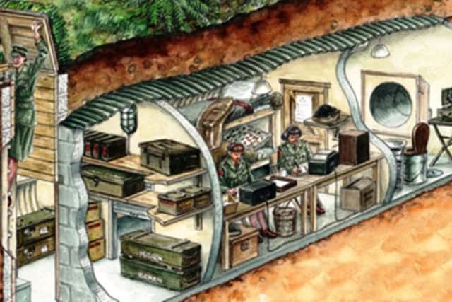 Artist's impression of an Auxiliary hideout. Picture courtesy of Coleshill Auxiliary Research Team.