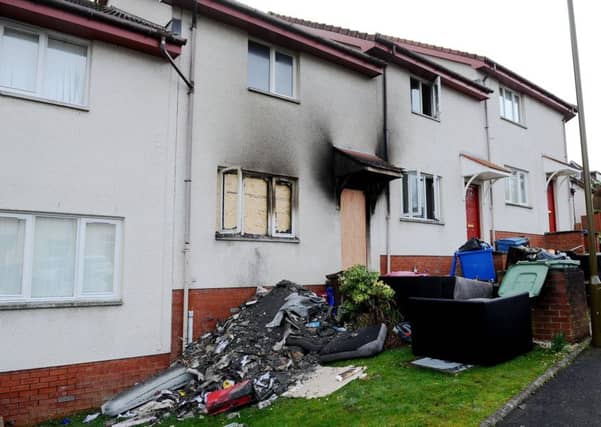 The scene of the blaze in Stanley Gardens, Maddiston. Pictures: Michael Gillen