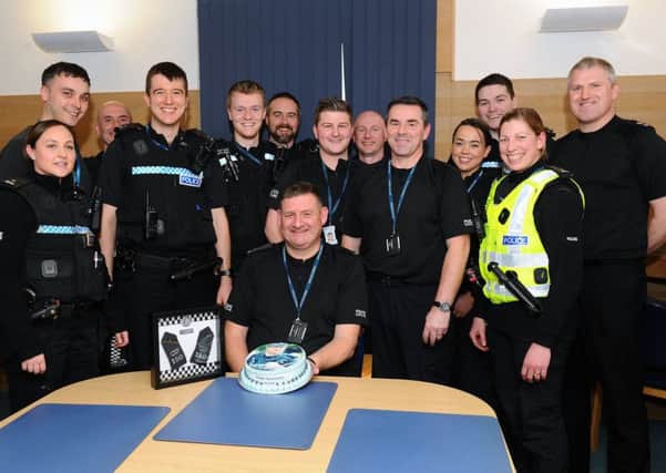 PC Arthur McInnes (front) was wished well for the future by colleagues in the force
