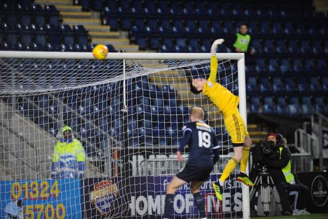 An overhit cross on 26 minutes gave Falkirk the lead.  Picture: Michael Gillen.