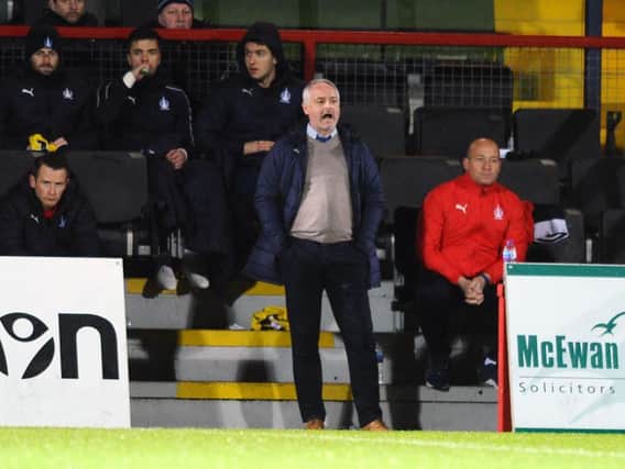 Ray McKinnon was in the dugout at Victoria Park having watched the Bairns last visit here from the stand. Picture: Michael Gillen