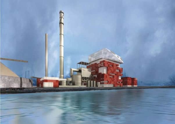 An artistic rendering from 2011 of the proposed biomass plant for the Port of Grangemouth