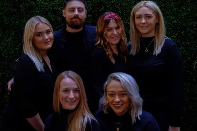 Justine Weir (front right) with her fellow 2019 Schwarzkopf Professional Young Artistic Team members