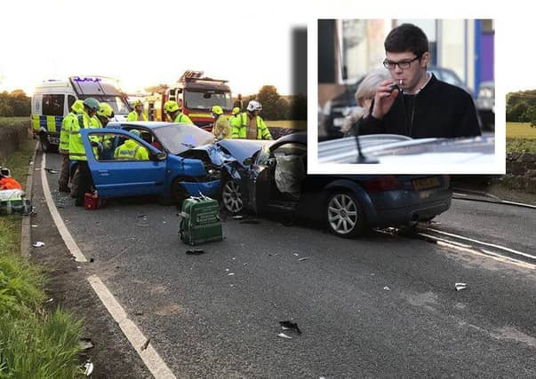 Connor Young, inset, caused the crash.