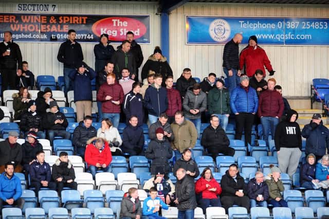 Falkirk FC fans who attended Queen of the South v Falkirk at Palmerston Park, Dumfries on Tuesday, April 2.