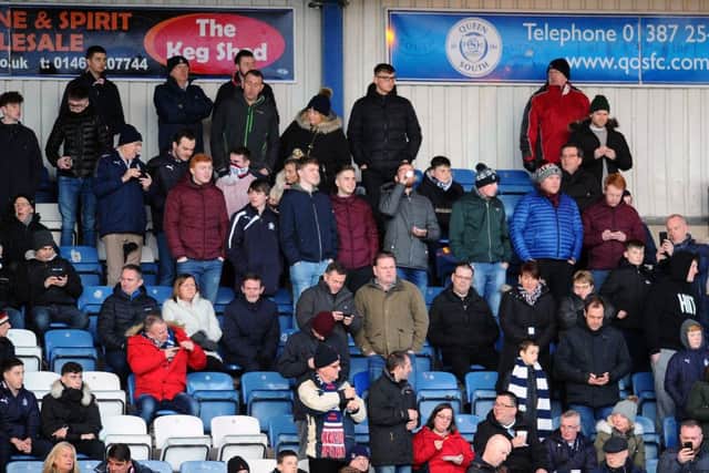 Falkirk FC fans who attended Queen of the South v Falkirk at Palmerston Park, Dumfries on Tuesday, April 2.