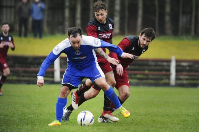 Pic by Alan Murray; 06/04/2019; Bo'ness Utd v Tynecastle; Camelon; Carmuirs Park; Falkirk District; Scotland;