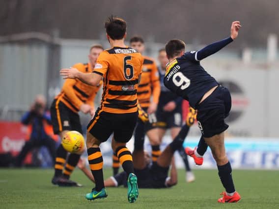 Jarvis came on at half-time vs Alloa and had this late effort to level the game. (Michael Gillen)