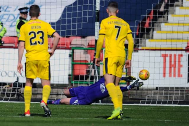 Harry Burgoyne was in top form and thanked the fans and everyone else who helped the Bairns on Saturday. Pictures Michael Gillen.