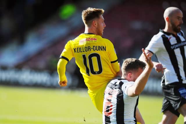 Davis Keillor-Dunn has given the Bairns cause for celebration with some key goals, but it's also cost him his place in the team. Pictures: Michael Gillen.