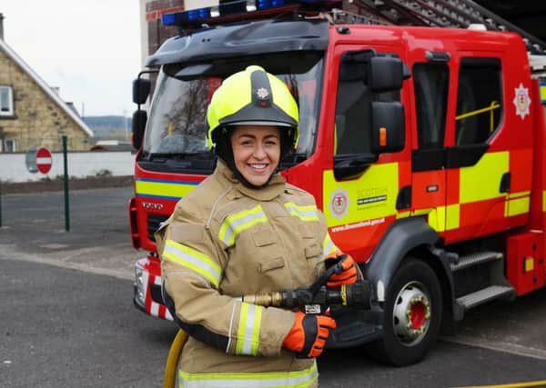 Denny Fire Stations newest recruit Amie Duffy is relishing getting to grips with her new role. Picture: Michael Gillen