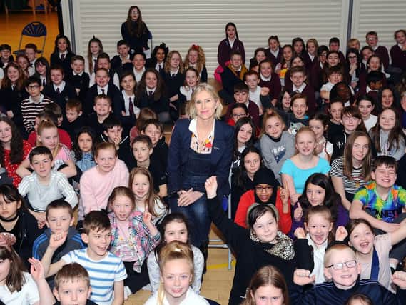 Visit from the Children's Laureate, Lauren Child, as part of her tour of Scotland. Over 250 children from different Grangemouth primary schools present.