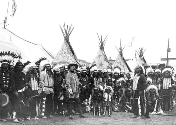 Buffalo Bill with his Indians around the time of the Falkirk appearance.