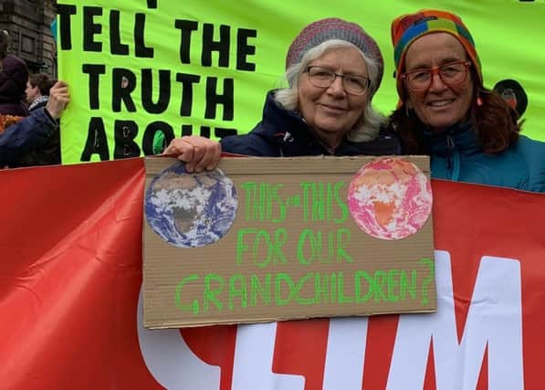 Cath Dyer (left) from Falkirk with Dr Lesley Morrison at the Extinction Rebellion protest in Edinburgh