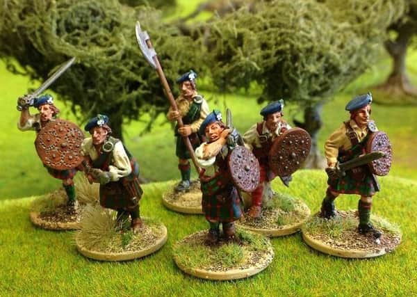 Expertly painted Jacobites from Crann Tara Miniatures - these figures are just over one inch tall