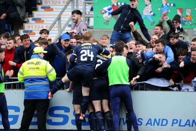 Falkirk were relegated despite the 3-2 win on Saturday. Pictures: Michael Gillen.