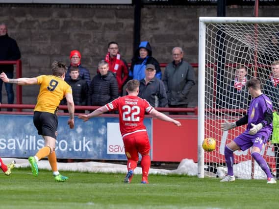 Mark McGuigan scored the goal at the weekend to secure Stenhousemuir place in the play-offs