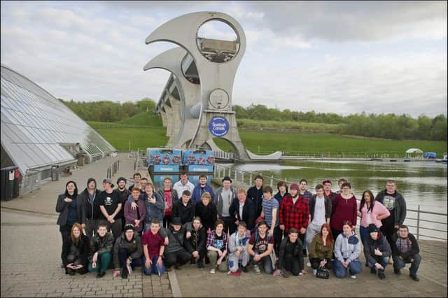 Flashback to 2015, showing Scottish Waterways Trust's first ever Canal College graduates at the Falkirk Wheel.