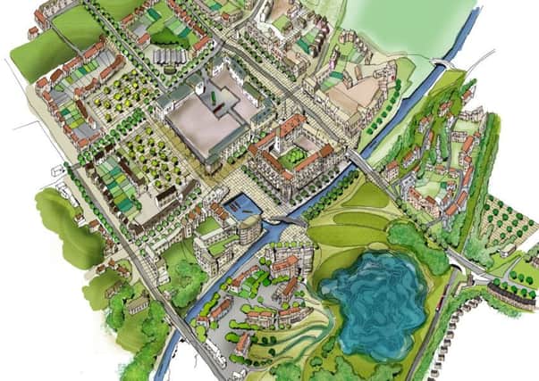 An artist's  impression of how the new village of 3,400 homes will  look.