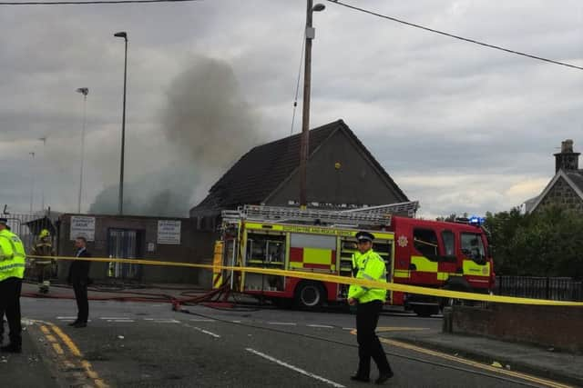 An image taken at the scene of a fire at Newton Park stadium in Bo'ness