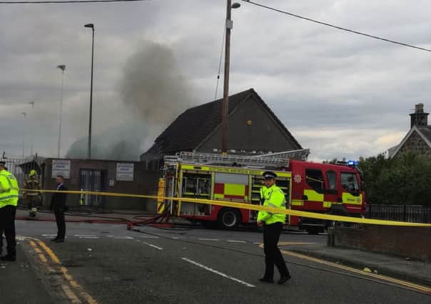 An image taken at the scene of a fire at Newton Park stadium in Bo'ness