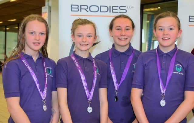 Megan MacDonald, Madison Gallacher, Emily Fawkes and Jessica Lister (all P7 pupils at KPS) were the swim team that represented Kinnaird Primary School in the Scottish National Swimming Relay Championships on Wednesday 5th June. They won Silver in the 4 x 50 Freestyle relay in 2:09.10 and another Silver in the afternoons 4 x 50 Medley relay in 2:28.21.