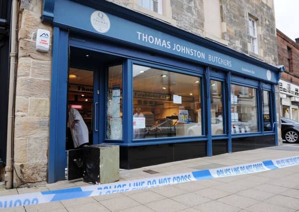 Thomas Johnston Butchers in Falkirk was one of several businesses across the district which was broken into earlier this week. Picture: Michael Gillen
