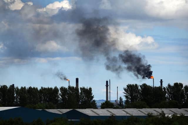 Black fumes coming from Ineos flaring. Pic: Michael Gillen.