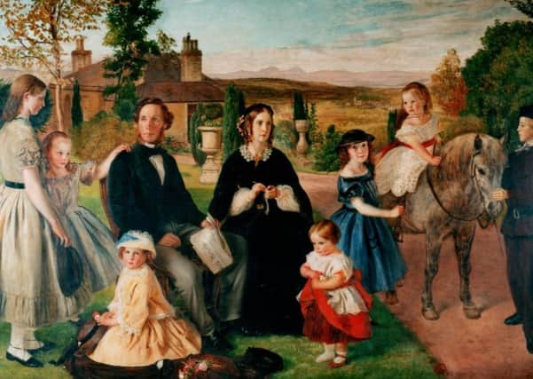 John Wilson and his large family pictured outside the original Bantaskine House.