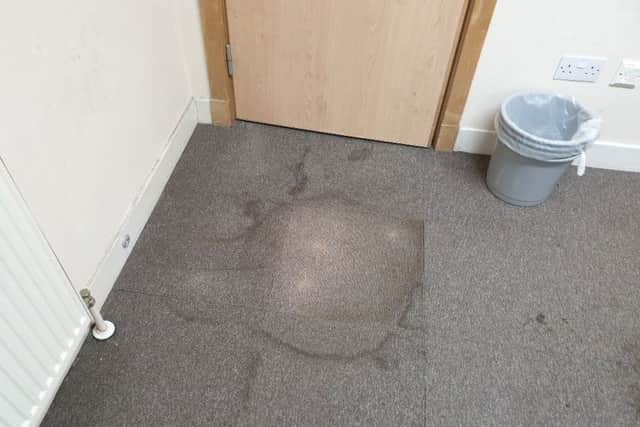 An interview room floor within Falkirk Police Station