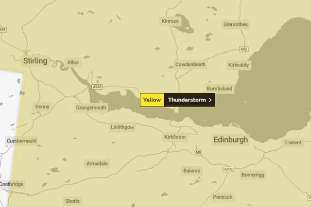The warning covers most of east and central Scotland.