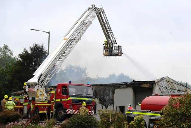 Firefighters tackled a blaze in Broad Street, Denny yesterday afternoon and today