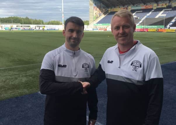 New East Stirlingshire signing Mark Millar with assistant Andy Rodgers