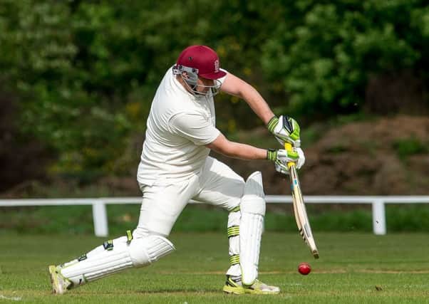 Stenhousemuir batsman Nicky Rodgers at the crease (pic by Dave Johnston)