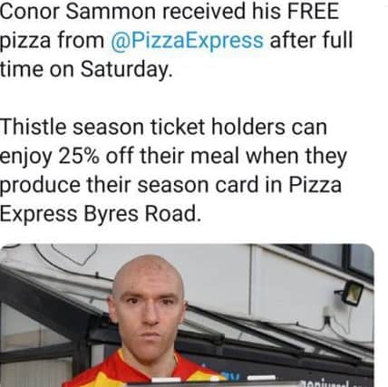 Sammon was the talk of Scottish Football for thispromotional tweet from Partick Thistle