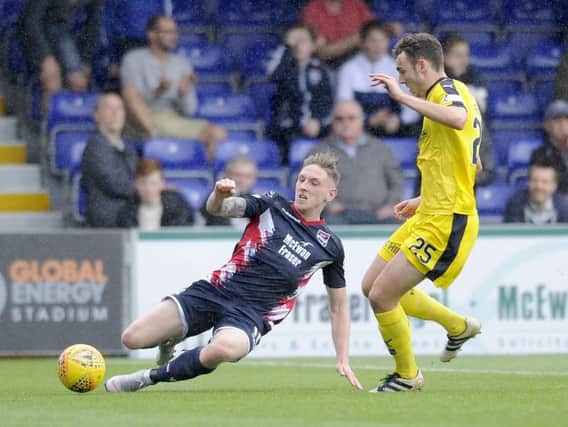 Declan McManus in action for Ross County against Falkirk (picture: Michael Gillen)