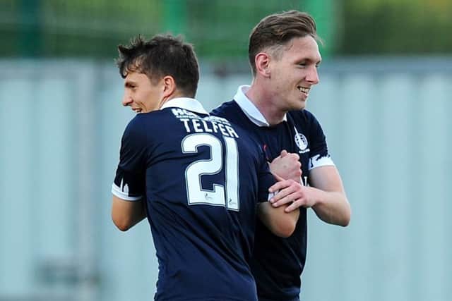 First Falkirk goal for new signing Declan McManus (picture: Michael Gillen)