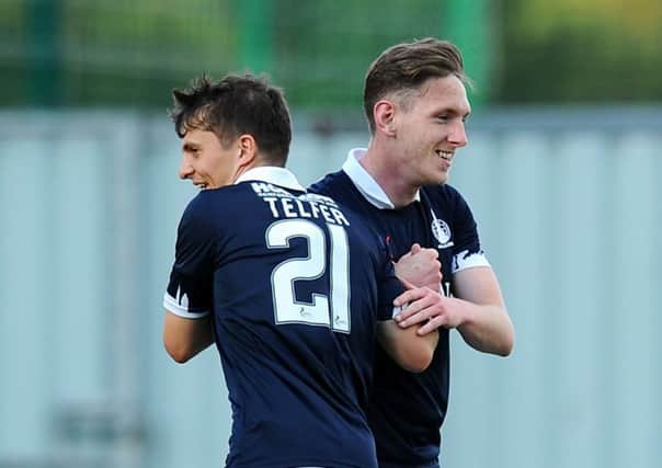 First Falkirk goal for new signing Declan McManus (picture: Michael Gillen)