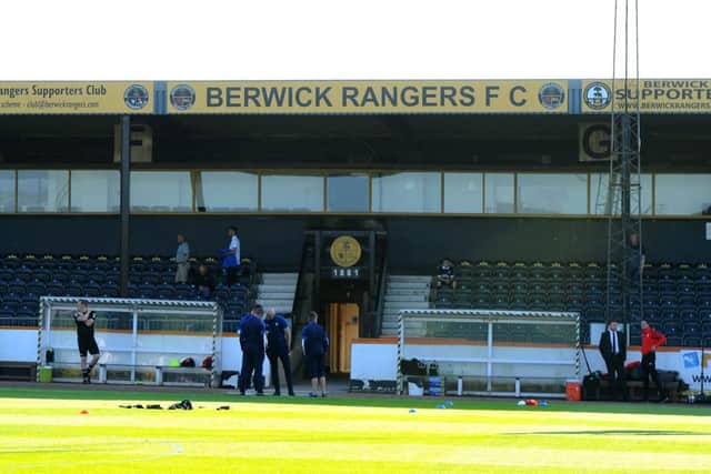 Falkirk fans at Berwick. Pictures: Michael Gillen.
