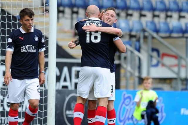 Falkirk strikers celebrate
