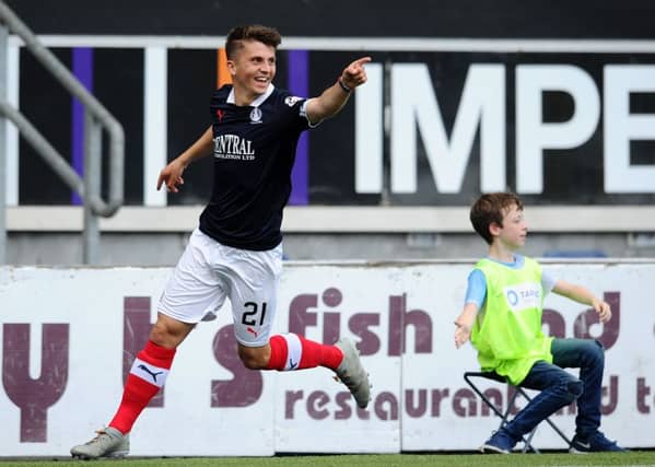Charlie Telfer scores the fourth for Falkirk (picture: Michael Gillen)