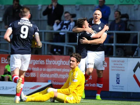 Falkirk striker Conor Sammon celebrates (picture: Michael Gillen)