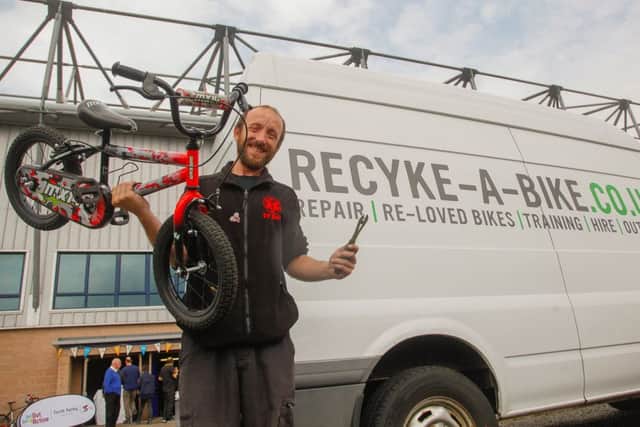 Get Out Get Active Big Bike Revival event at Falkirk Stadium on August 4. Neil of Dr Bike, part of Recyke-A-Bike. Picture by Scott Louden.