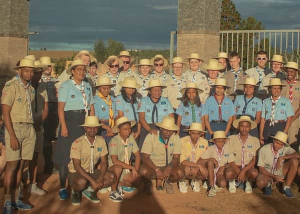 Some of the Scottish Scouts pictured with their Namibian couterparts.